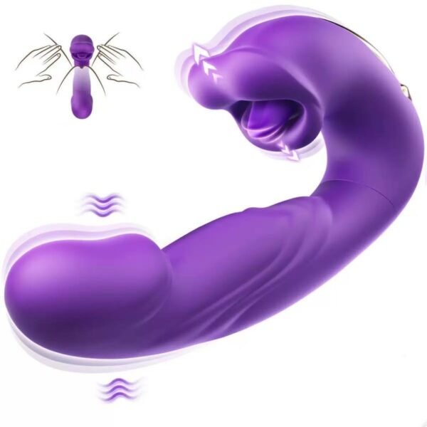 1 MC-PD Lip-biting, telescopic, massage, three-in-one mouth-tapping vibrating dildo for women, realistic electric toy