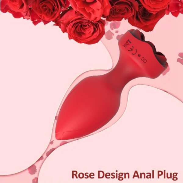 1 GS-H Rose-shaped vibrating anal plug, anal sex toy, 10 vibration modes, suitable for both men and women, prostate massager
