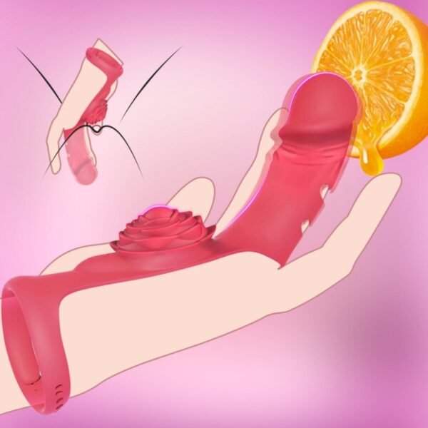 1 Finger vibrator adult sex toy - G-spot stimulator rose toy, equipped with 9 powerful vibrations, adjustable nipple massager