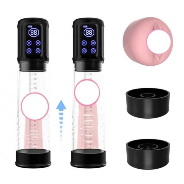 B02-ZB Electric penis pump, 2-in-1 vacuum pump, supports 6 training modes and 5 suction modes, adult toy with mini pocket, green genitals