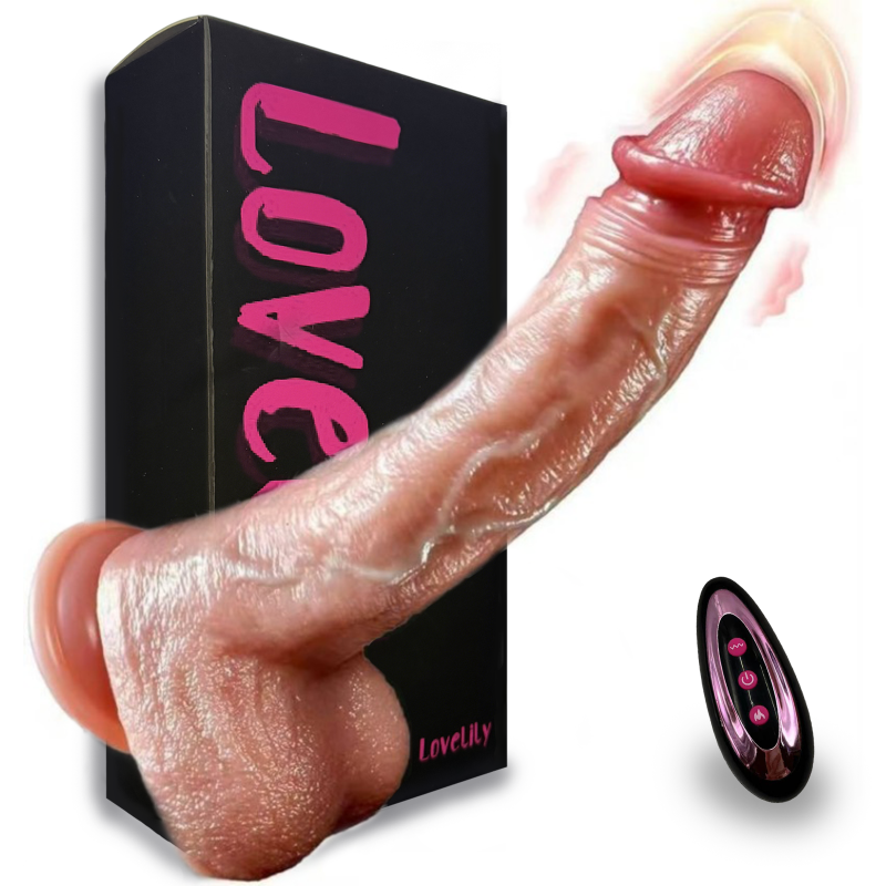 1 058-Simulated telescopic vibrating dildo with suction cup base, 11 vibration modes, rechargeable sex toy for couples