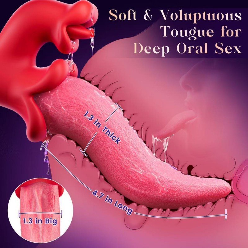Female vibrating tongue toy, G-spot vibrator, with 9 licking and 9 vibration modes
