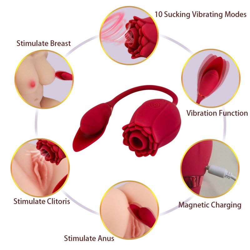 2 Toy couple vibrator female sex toy, sucking vibrator and fluffy push dildo, 10 modes, G-spot clitoral nipple S&M whipper