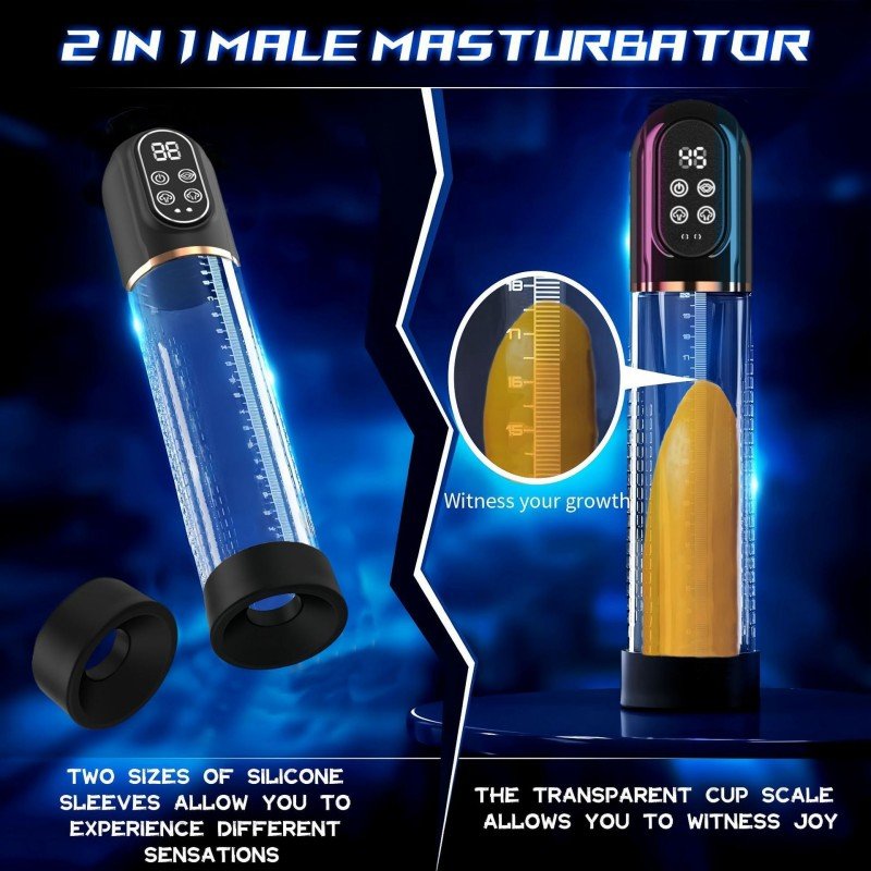 2 B02-ZB Electric penis pump, 2-in-1 vacuum pump, supports 6 training modes and 5 suction modes, adult toy with mini pocket, green genitals