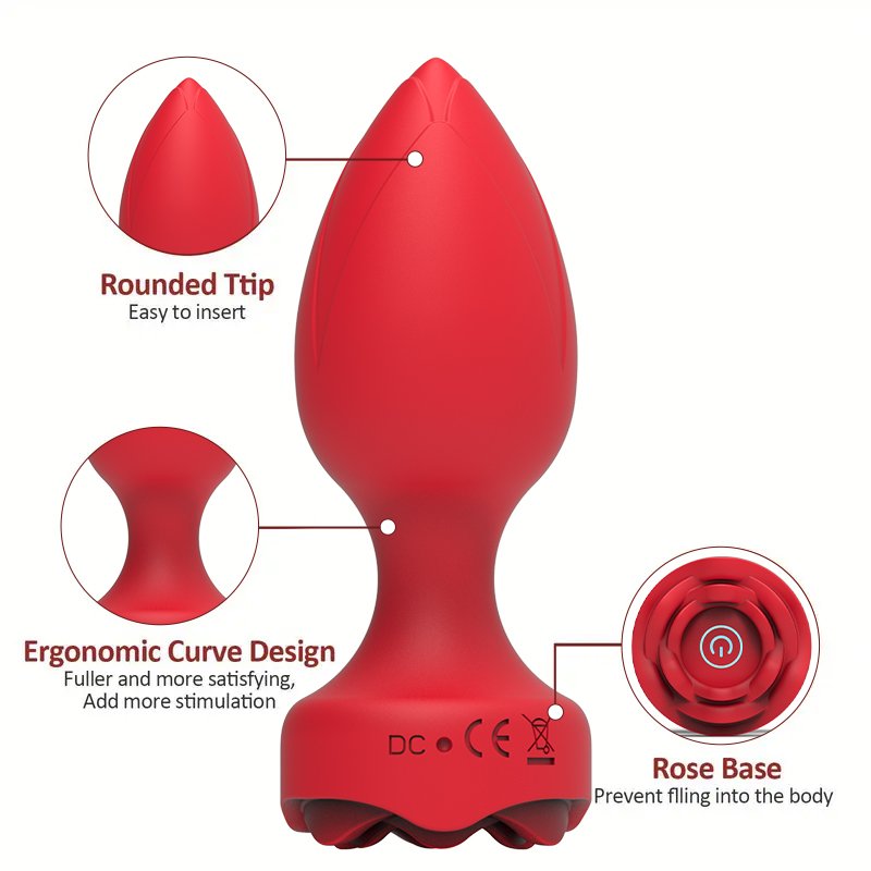 3 GS-H Rose-shaped vibrating anal plug, anal sex toy, 10 vibration modes, suitable for both men and women, prostate massager