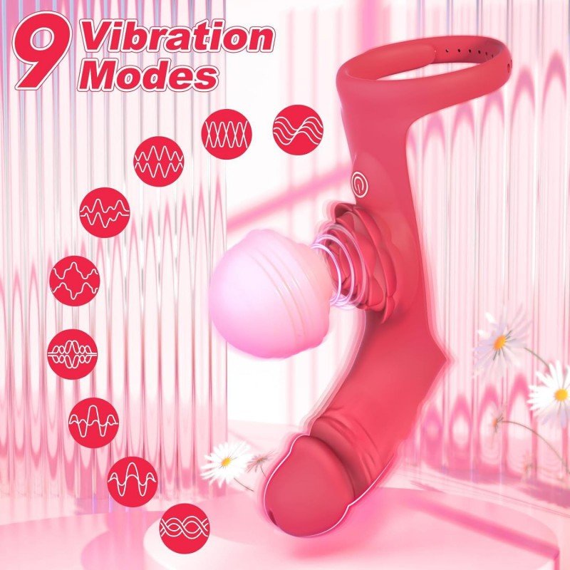 Finger vibrator adult sex toy - G-spot stimulator rose toy, equipped with 9 powerful vibrations, adjustable nipple massager