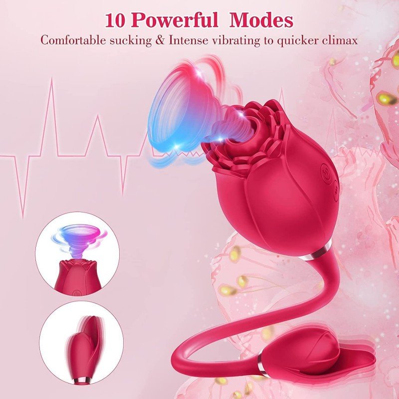 3 Toy couple vibrator female sex toy, sucking vibrator and fluffy push dildo, 10 modes, G-spot clitoral nipple S&M whipper