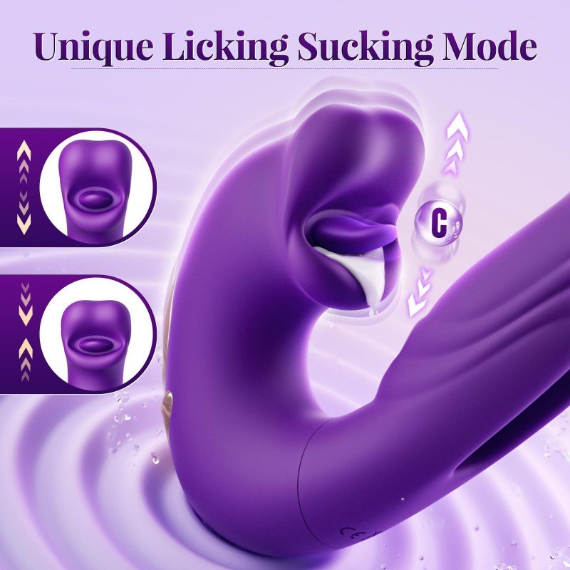 MC-PD Lip-biting, telescopic, massage, three-in-one mouth-tapping vibrating dildo for women, realistic electric toy