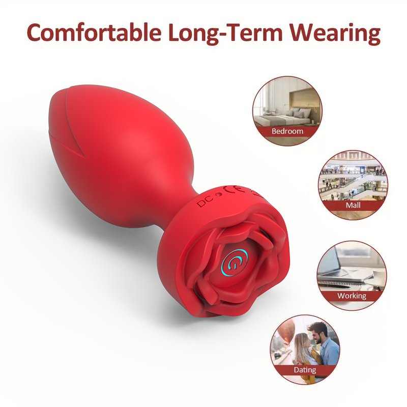 4 GS-H Rose-shaped vibrating anal plug, anal sex toy, 10 vibration modes, suitable for both men and women, prostate massager