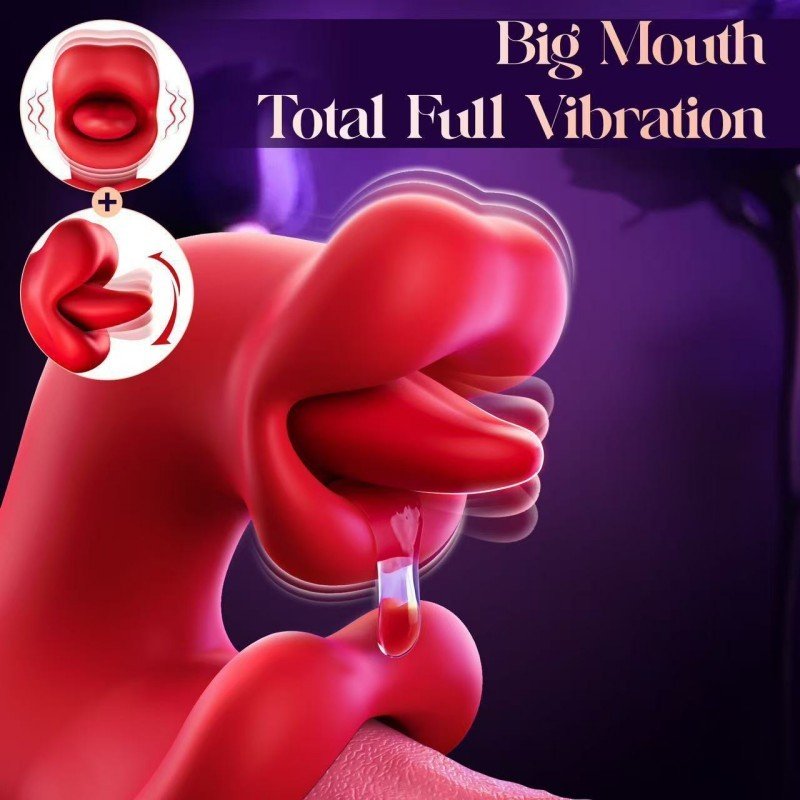 Female vibrating tongue toy, G-spot vibrator, with 9 licking and 9 vibration modes