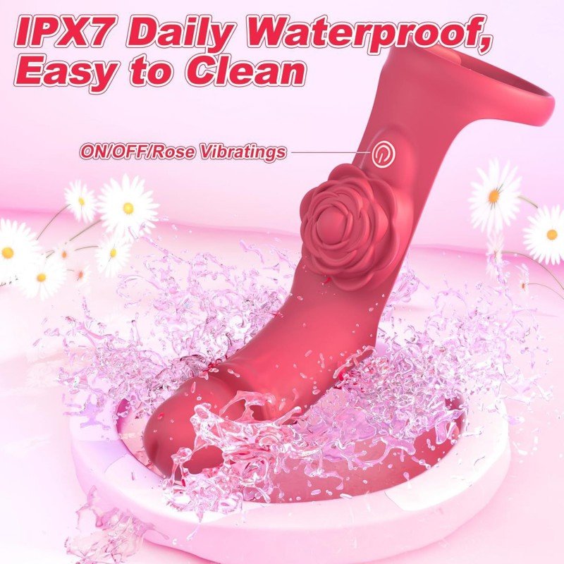 Finger vibrator adult sex toy - G-spot stimulator rose toy, equipped with 9 powerful vibrations, adjustable nipple massager