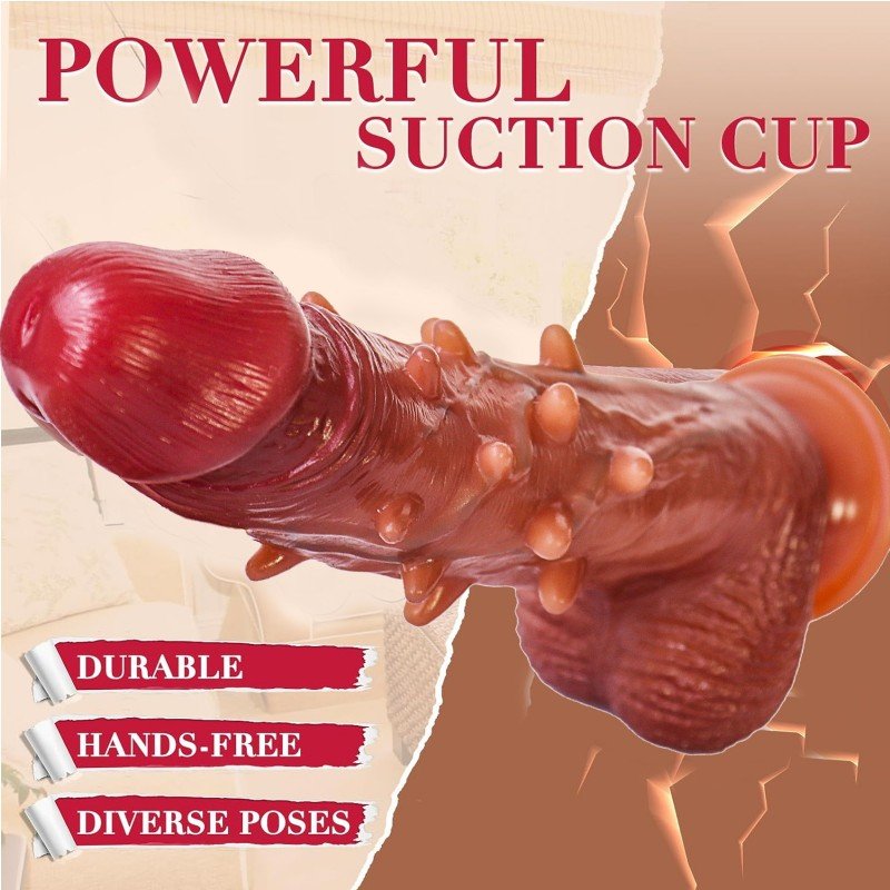 5 DC- A spiky dildo with a soft, realistic skin texture and suction cups, suitable for G-spot stimulation