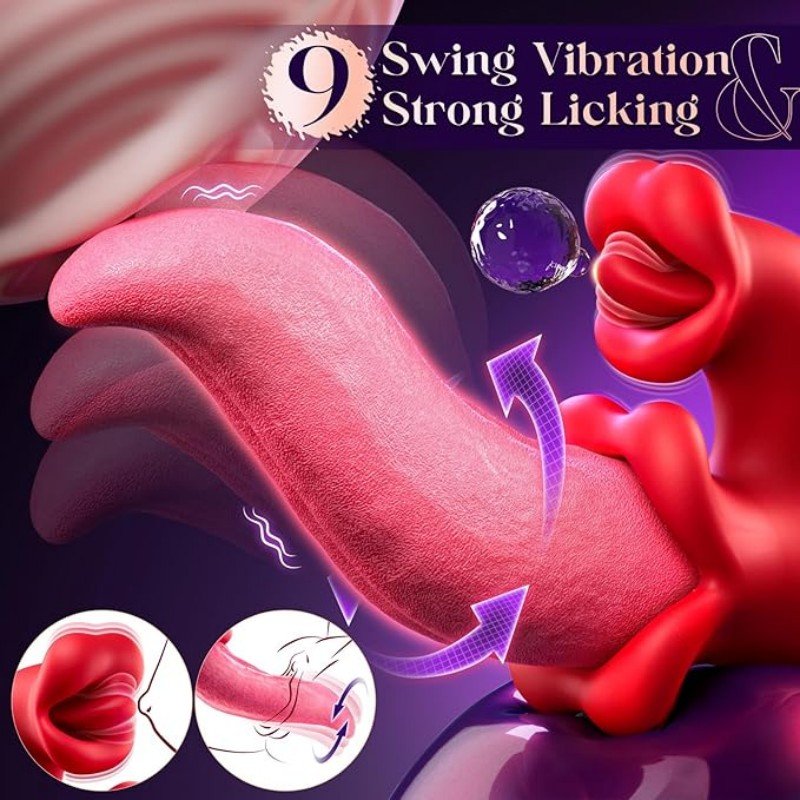 Female vibrating tongue toy, G-spot vibrator, with 9 licking and 9 vibration modes
