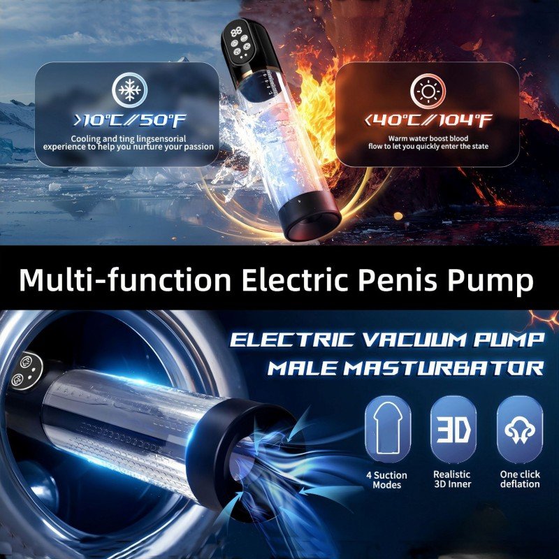 7 B02-ZB Electric penis pump, 2-in-1 vacuum pump, supports 6 training modes and 5 suction modes, adult toy with mini pocket, green genitals