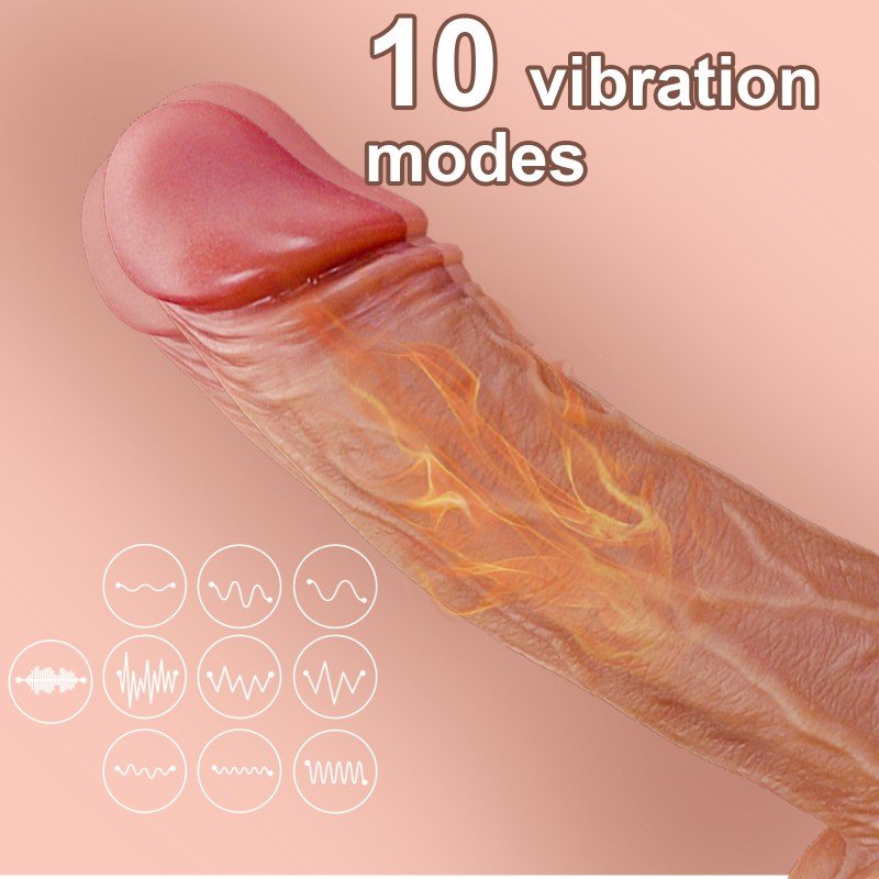 019-Thrust Vibrator - Heated and realistic BBC liquid silicone dildo, 10 thrusts, 10 vibrations