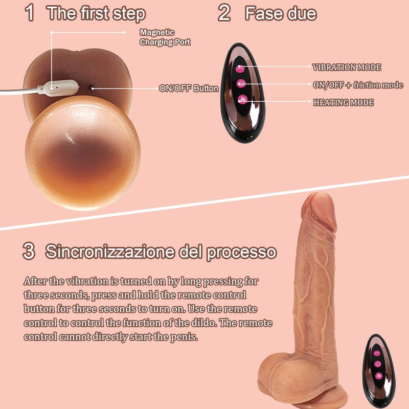019-Thrust Vibrator - Heated and realistic BBC liquid silicone dildo, 10 thrusts, 10 vibrations